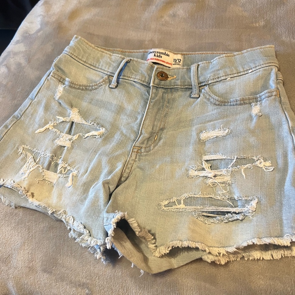 Distressed Light Blue Denim Shorts